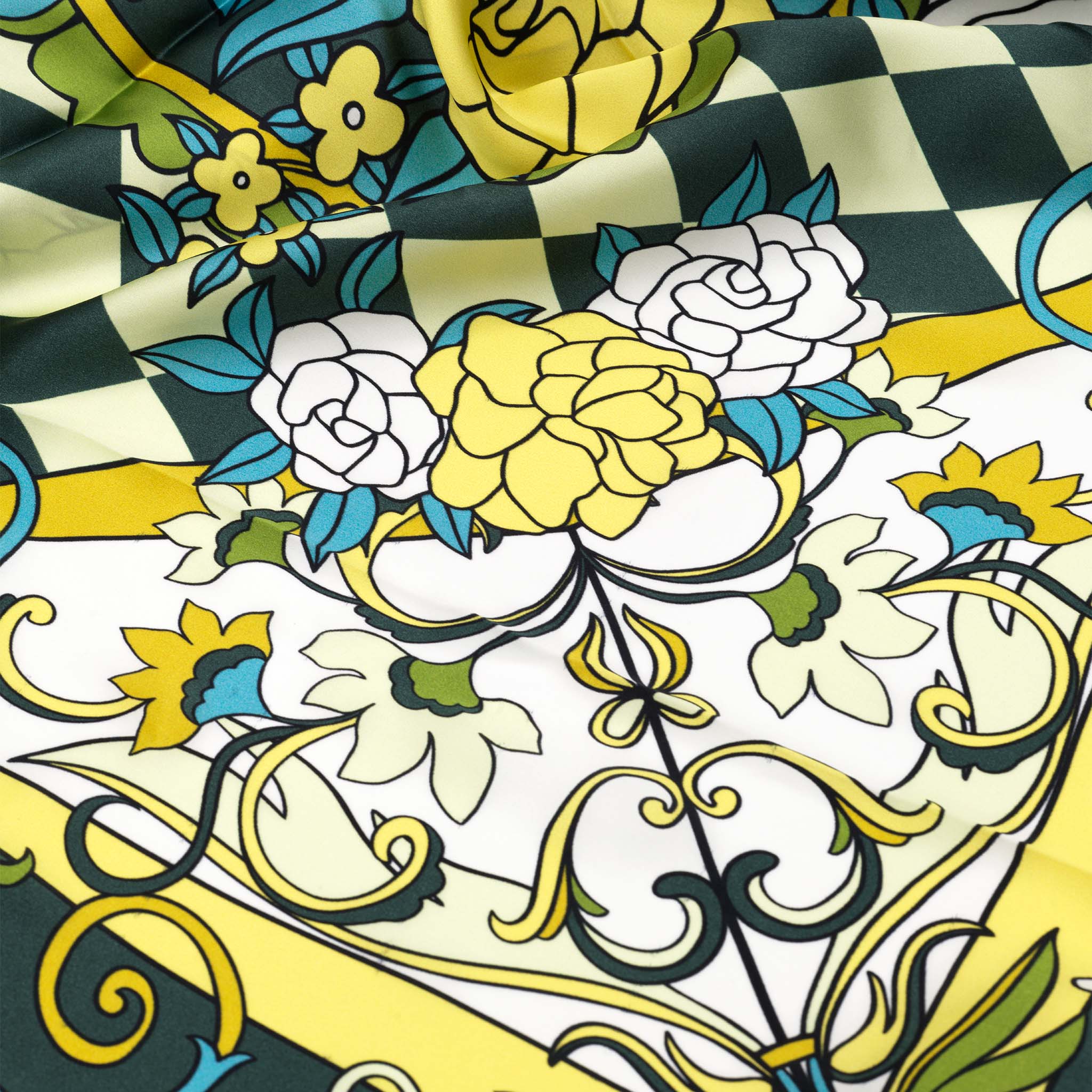 The Gardenia Green Human Silk Scarf 90