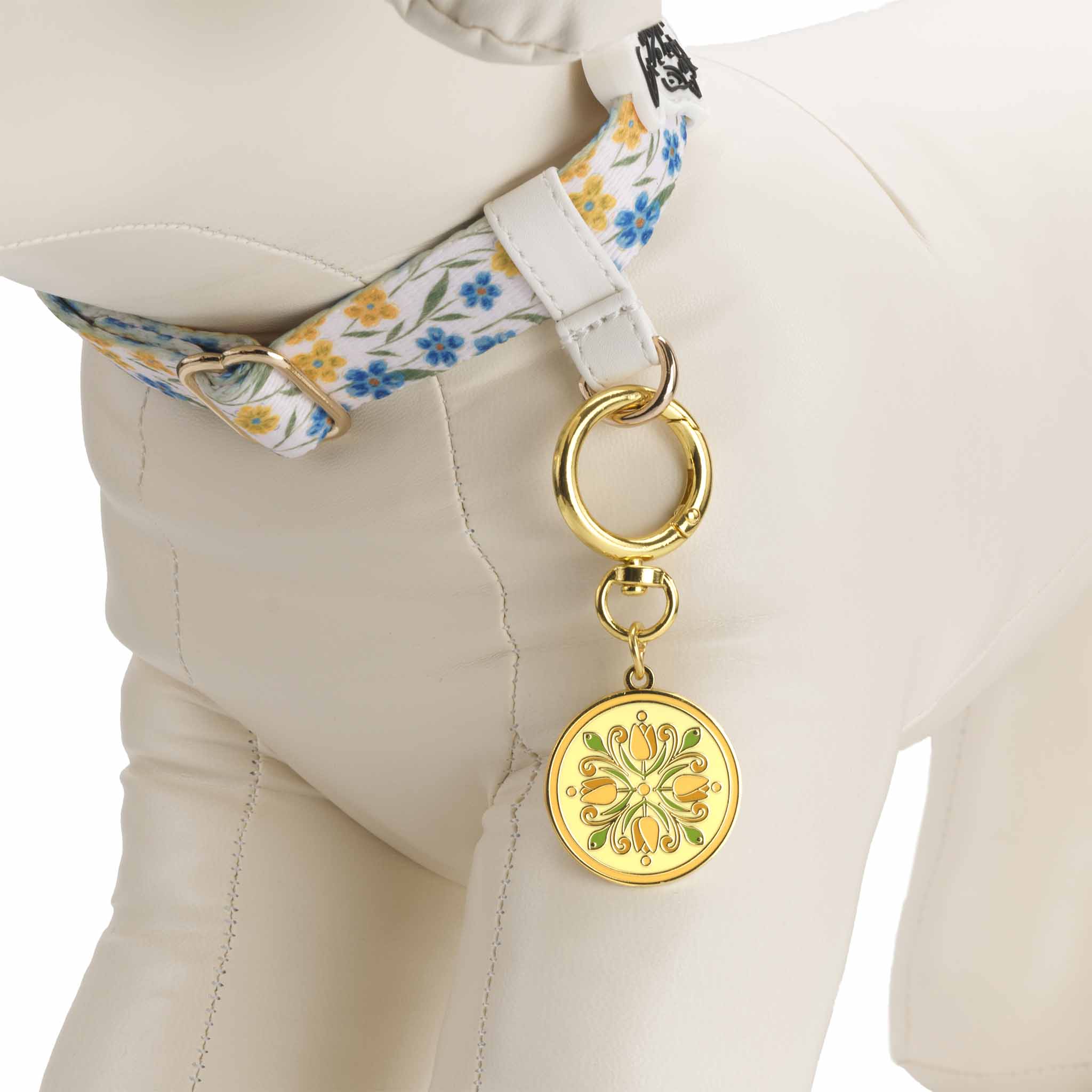 Energetic Yellow Tulip Custom Pet ID Tag