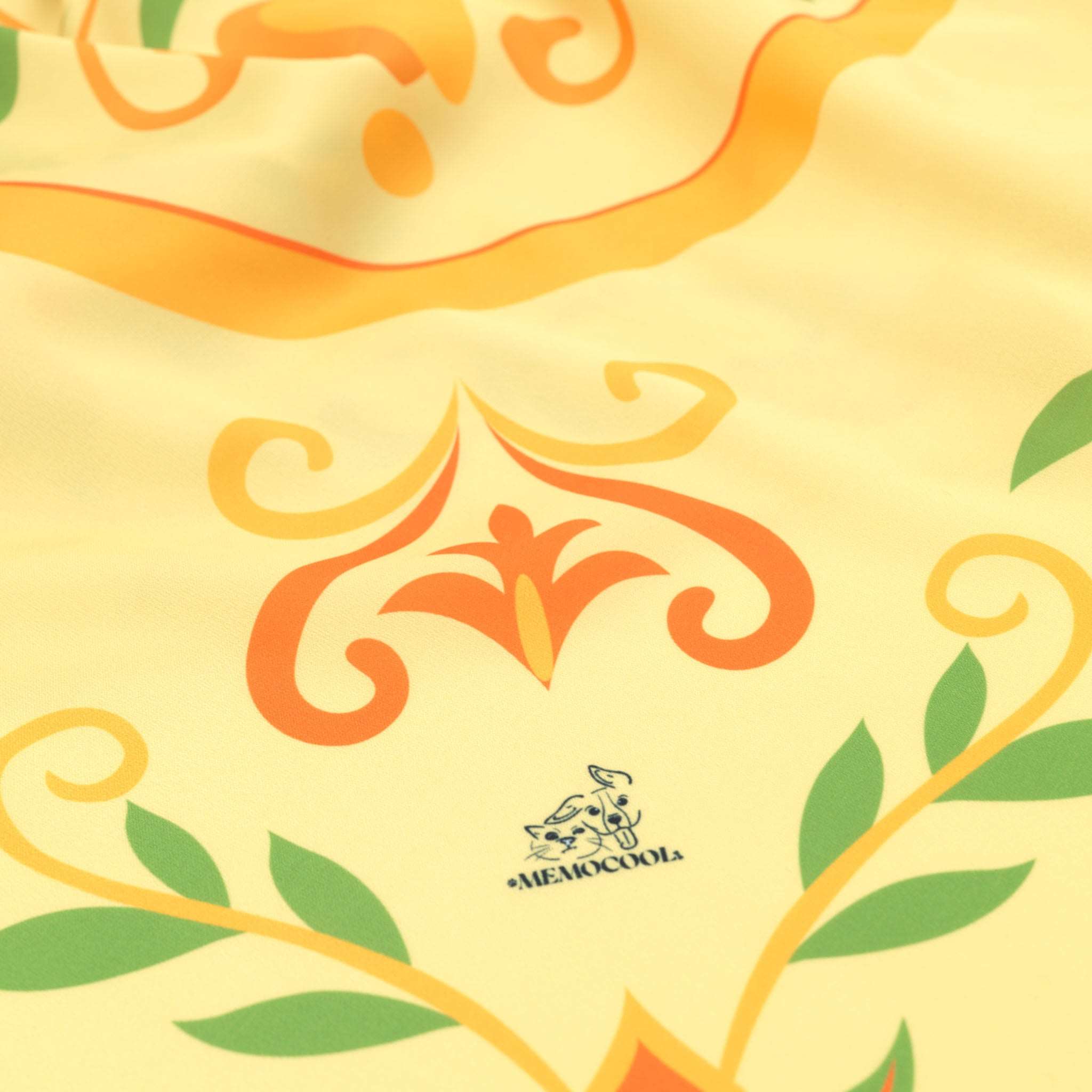 MemoCool Pet - Energetic Yellow Tulip Human Silk Scarf - Design Detail