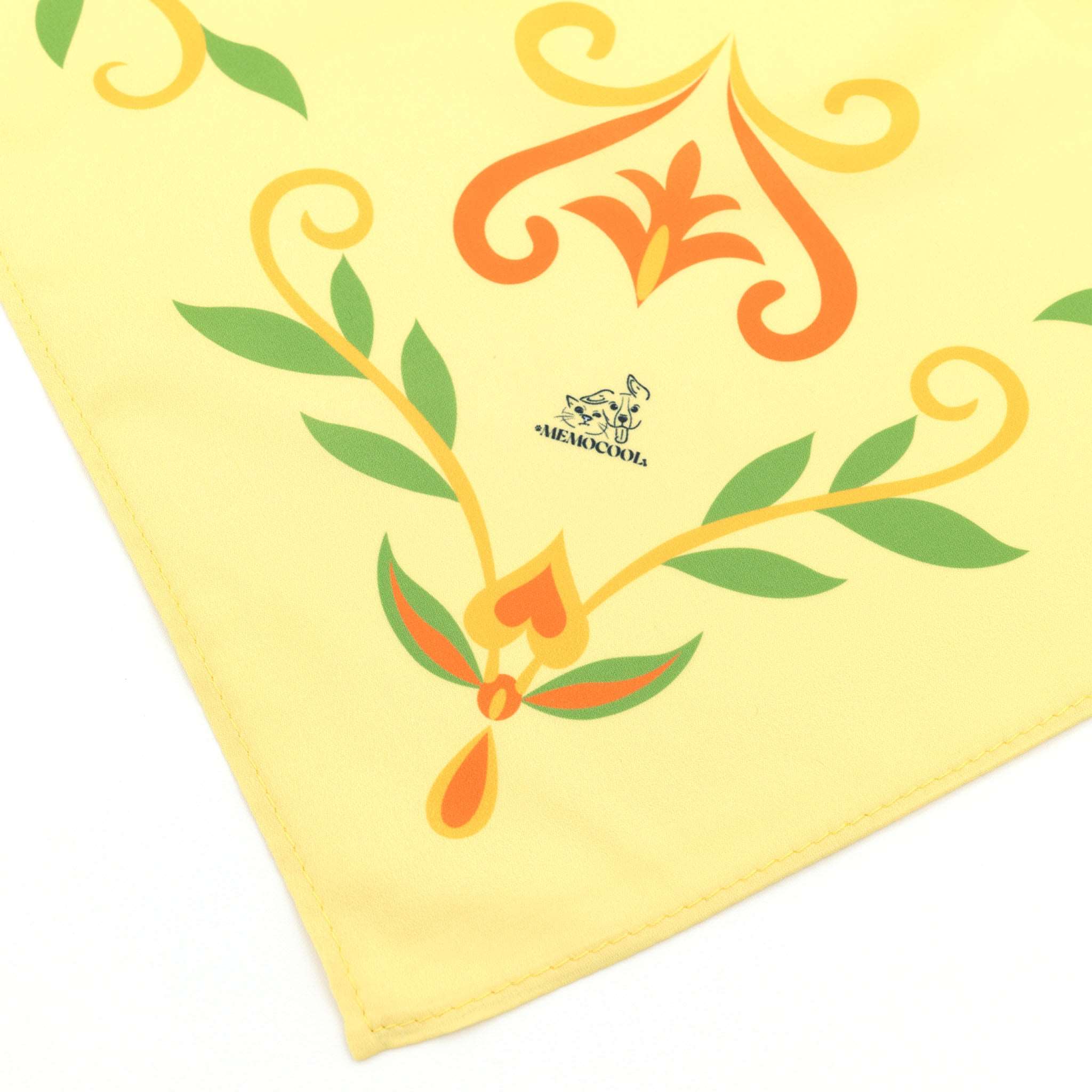MemoCool Pet - Energetic Yellow Tulip Human Silk Scarf - Design Detail