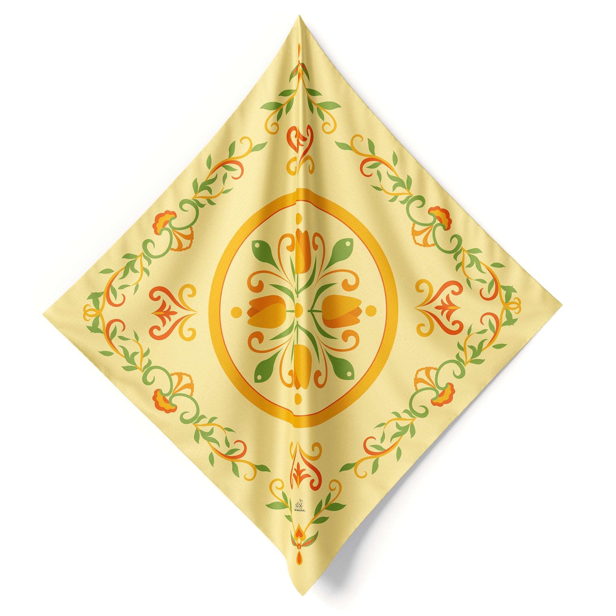 MemoCool Pet - Energetic Yellow Tulip Human Silk Scarf - Static Detail