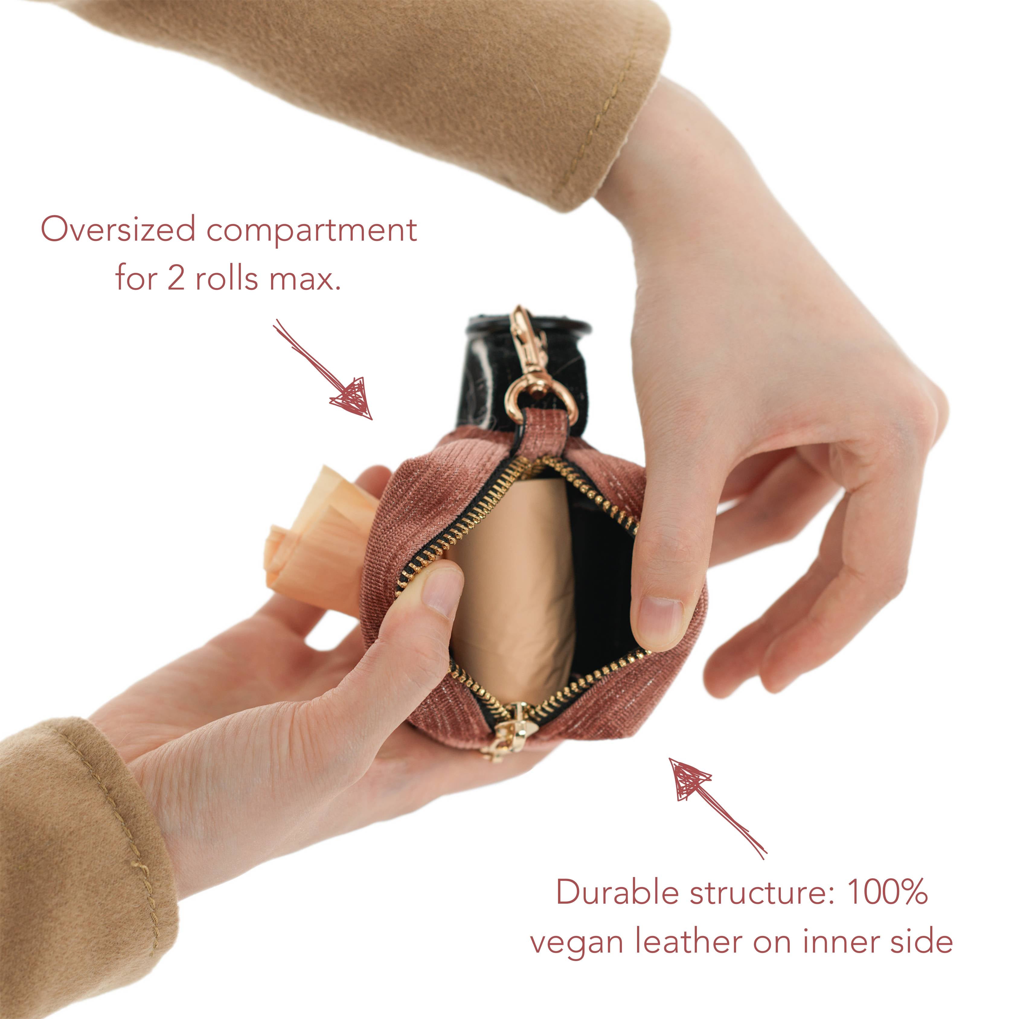 MemoCool_Pet - Golden Classics Velvet Blue Waste Bag Dispenser 2 - open with description