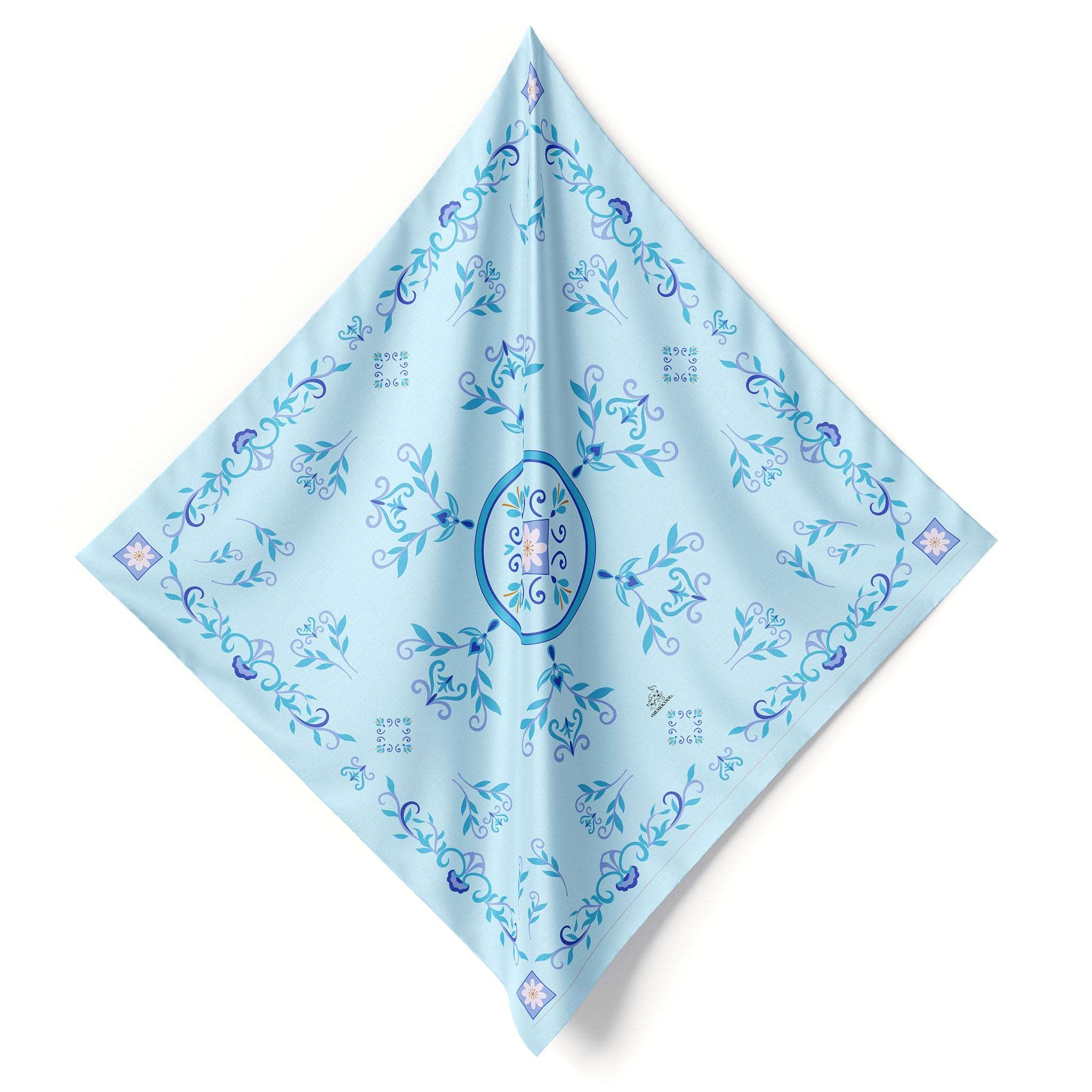 MemoCool Pet - Nostalgic Blue Daisy Human Silk Scarf - Static Detail