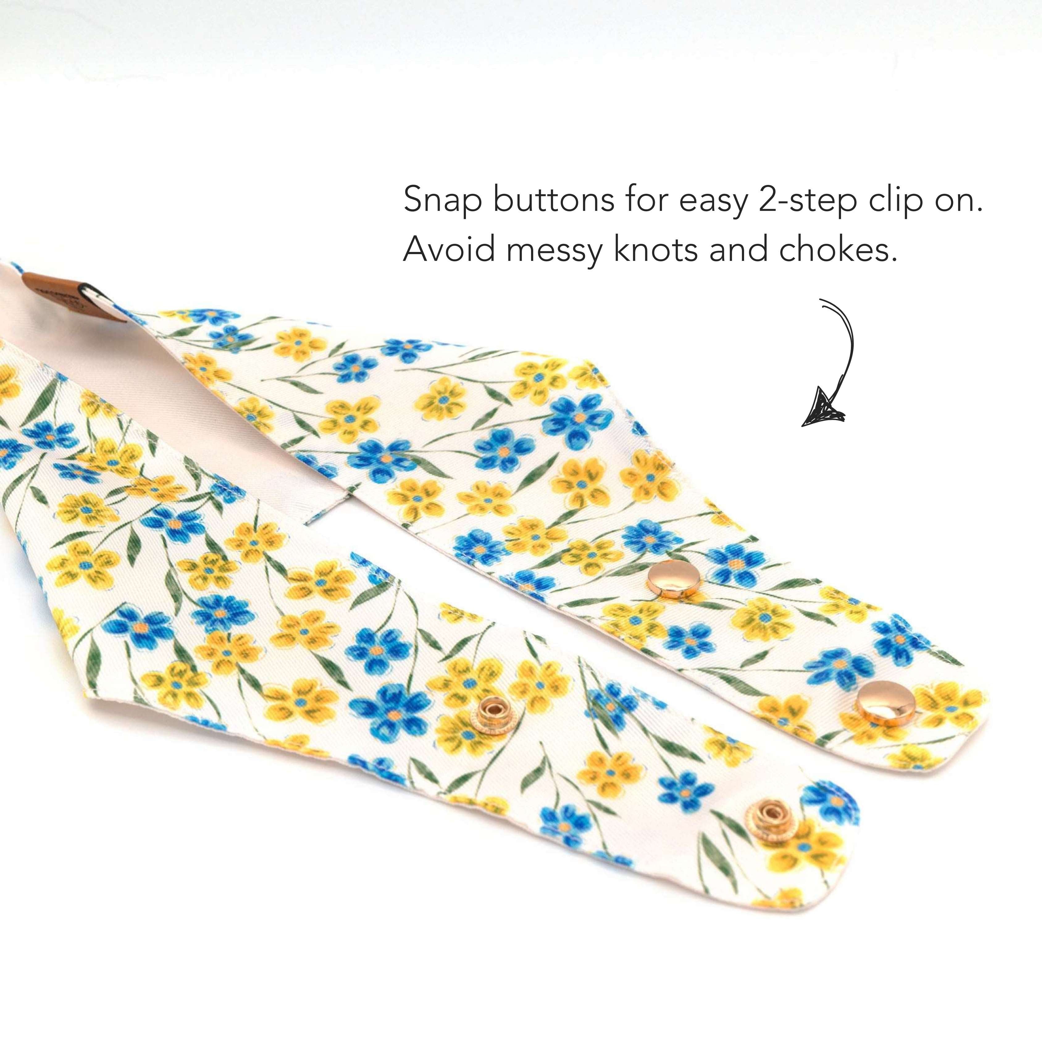 MemoCool Pet - Watercolor Palette Collection - Blue Yellow Wild Flower Pet Bandana - Flexible and Easy Clip-on Design - Description