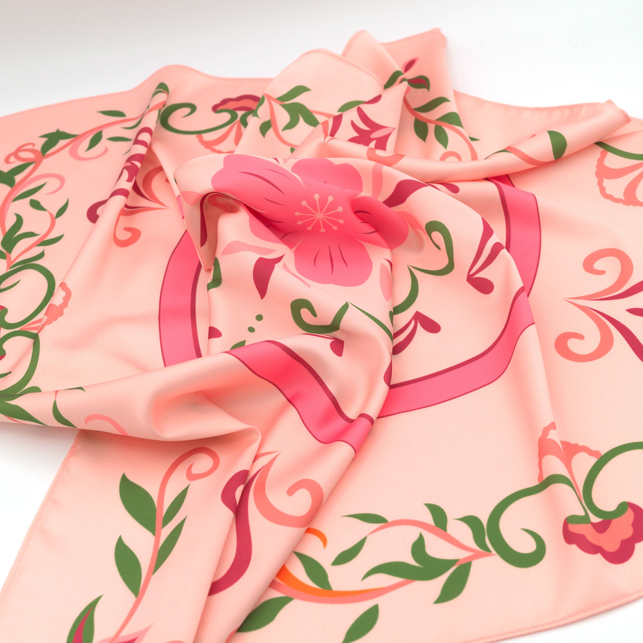 Sweet Pink Sakura Human Silk Scarf