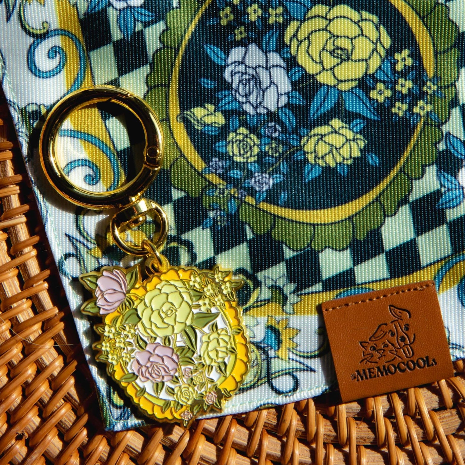MemoCool Pet - The Gardenia Design Collection - Custom Pet Tag - Metal - Dog ID Tag - Cat ID Tag - Dog Accessories - Dog Bandana - Pairing Tag and Scarf - Floral - Spring