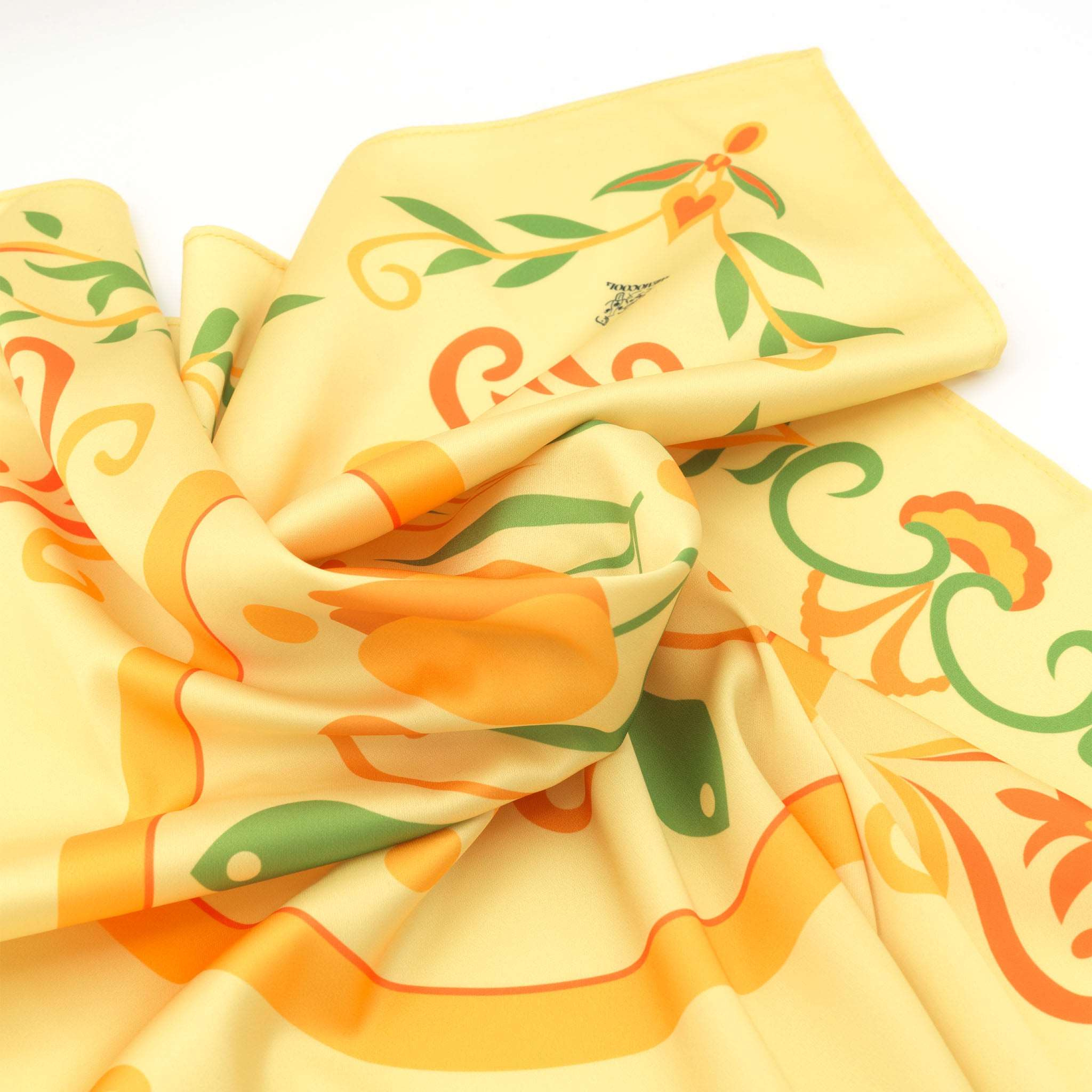 MemoCool Pet - Energetic Yellow Tulip Human Silk Scarf - Design Detail