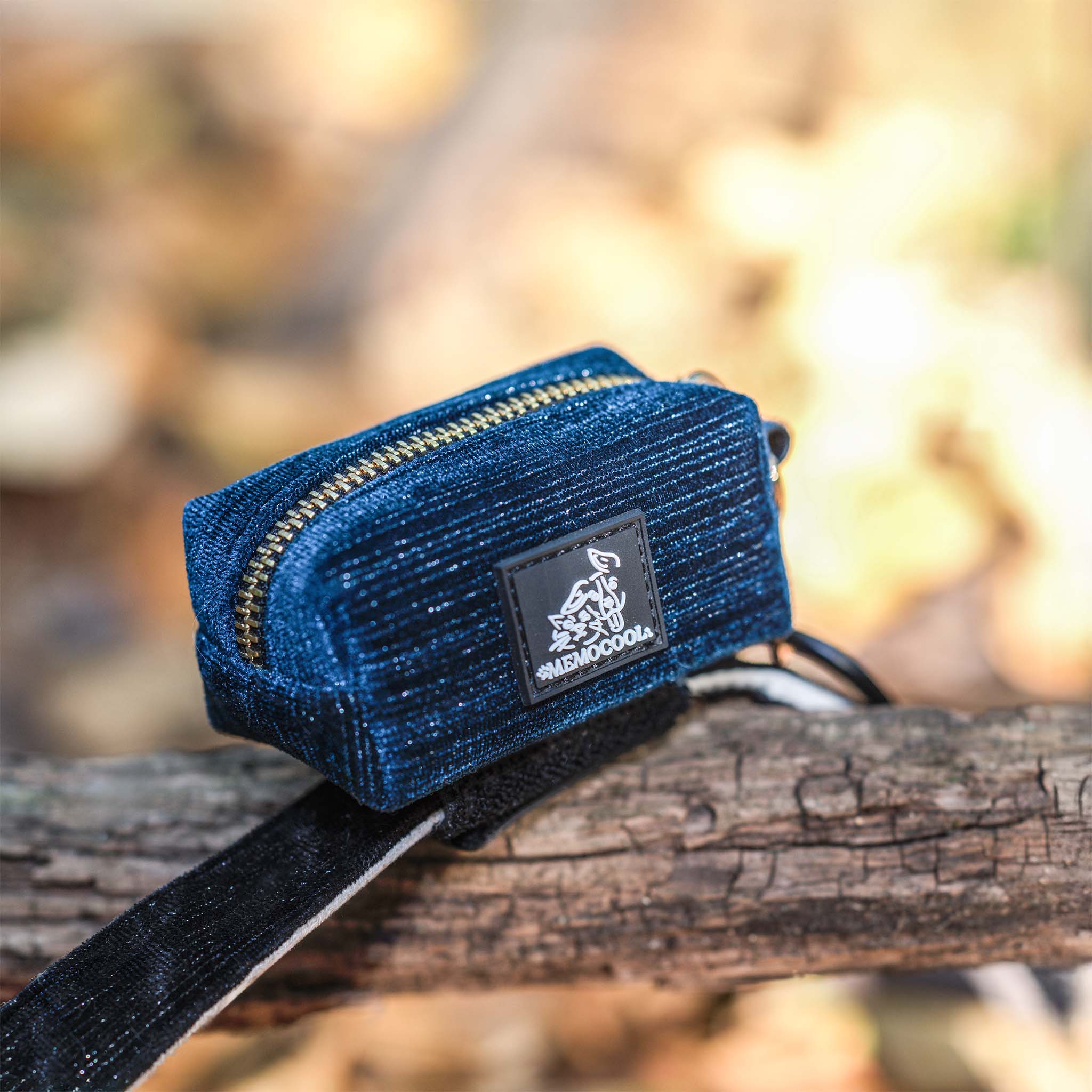 Velvet Leather Ultimate Poop Bag Holder: Blue