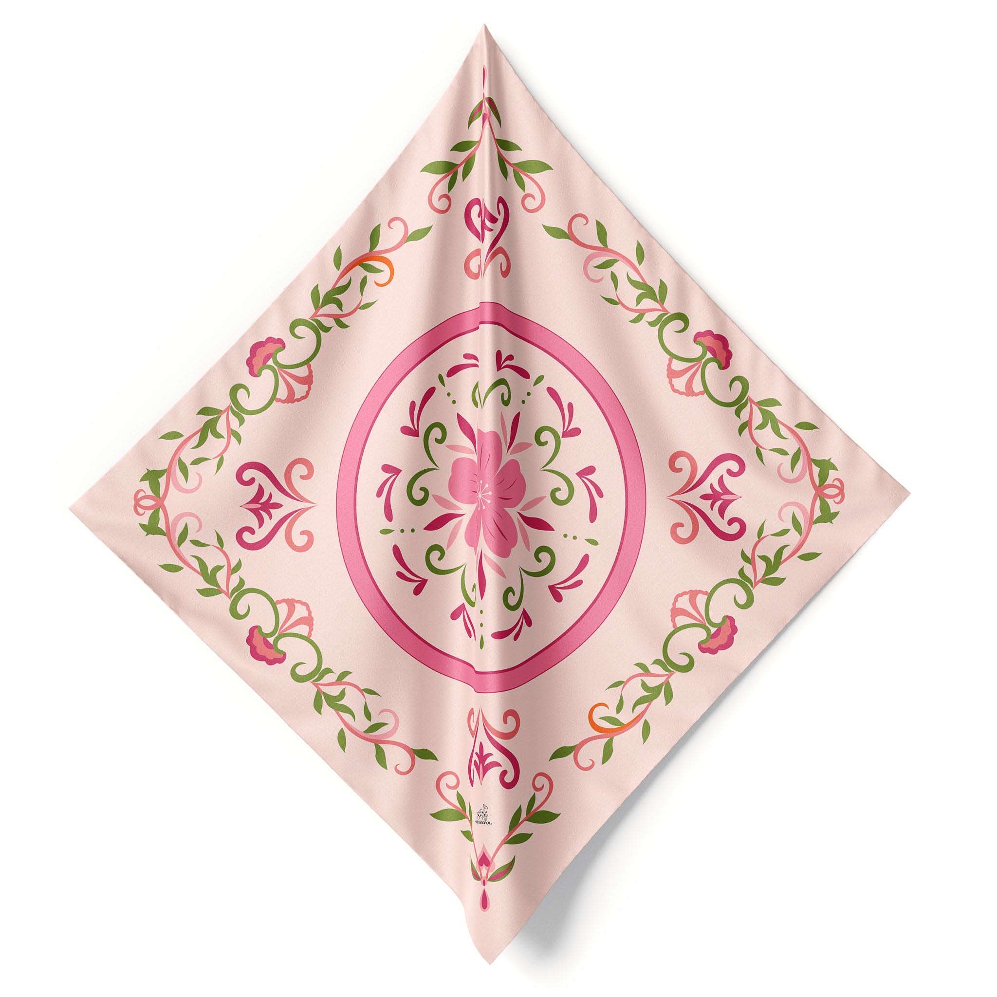 MemoCool Pet - Sweet Pink Sakura Human Silk Scarf - Design Pattern Detail