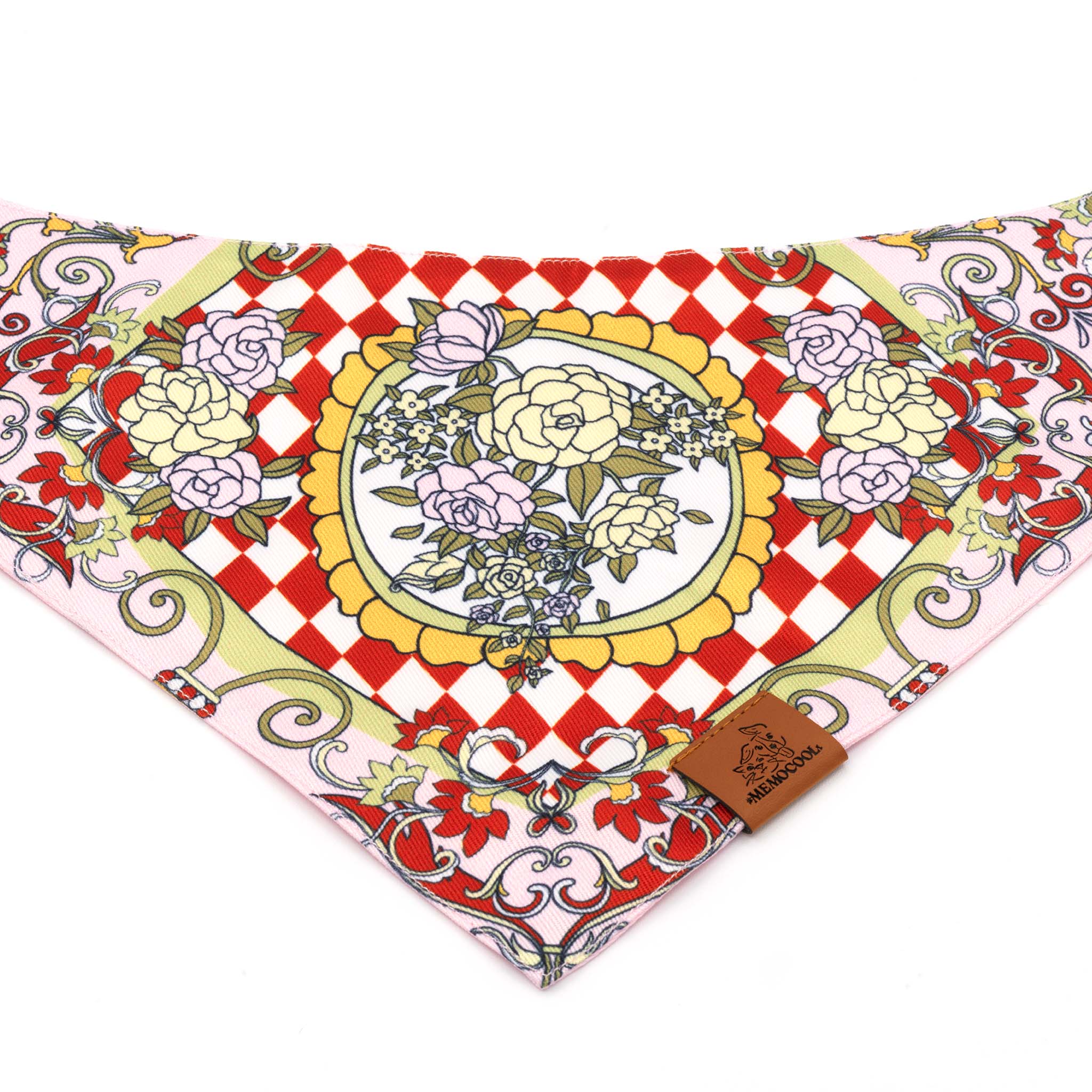 MemoCool Pet - The Gardenia Collection - Red - Pet Bandana - Design Detail