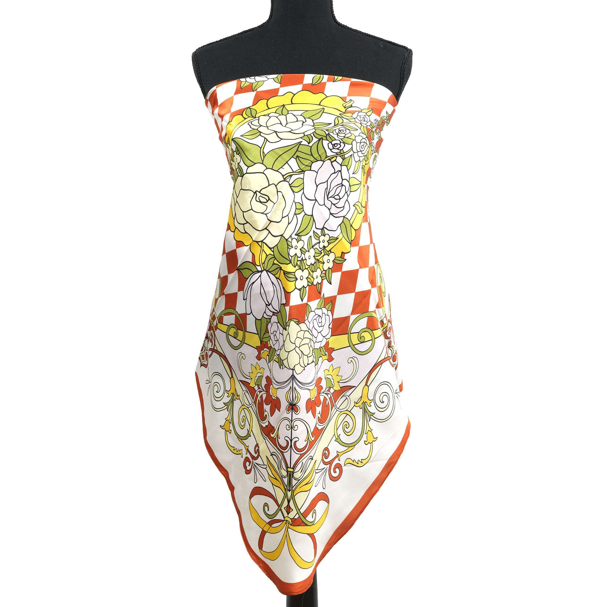 MemoCool Pet - The Gardenia Collection - Red Human Silk Scarf - Natural Mulberry and polyester Silk