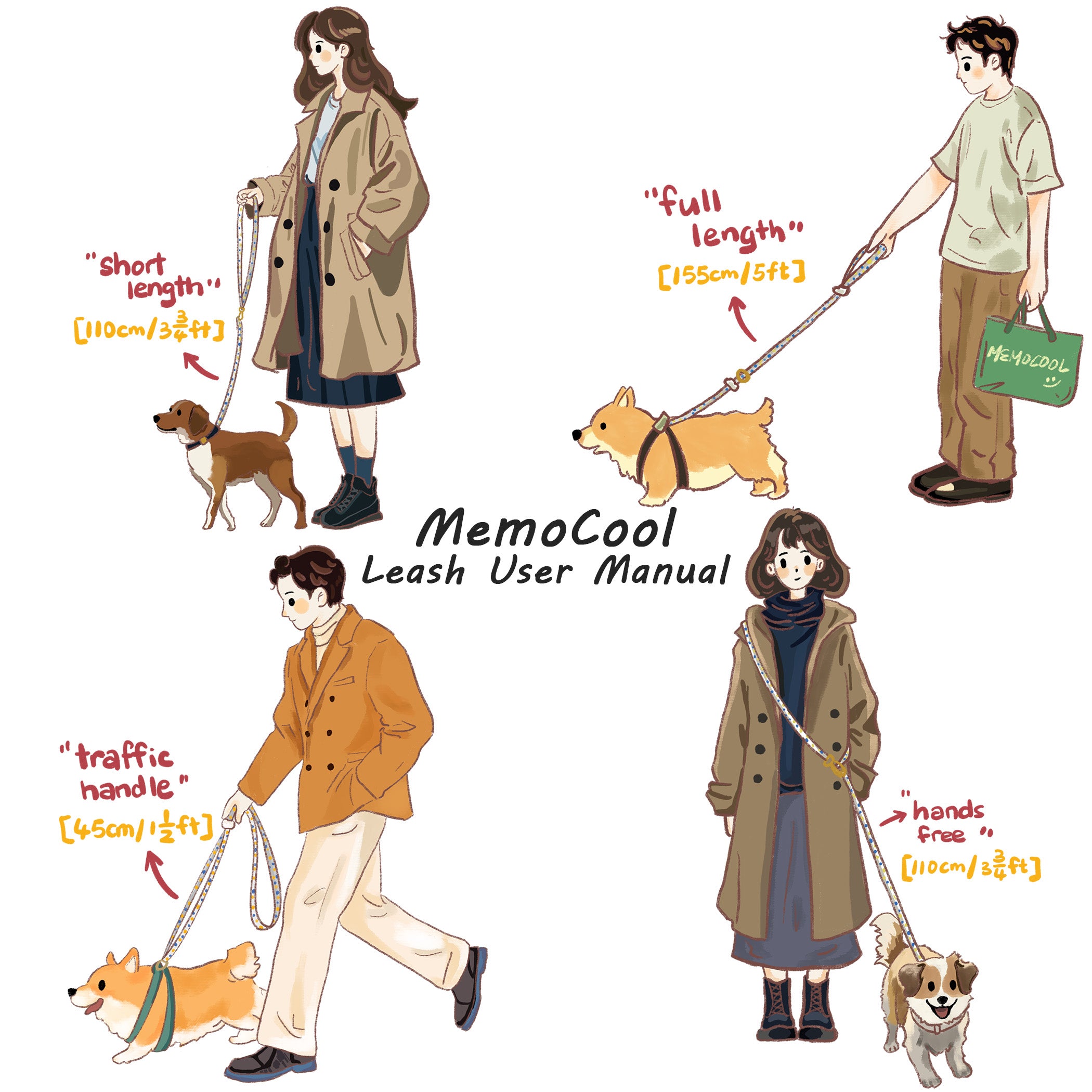 MemoCool Pet - Watercolor Palette - Wild Flower Dog Leash - User Manual - Hand-Drown - Demonstration - Cartoon